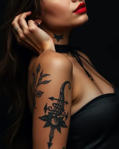 Arm Tattoos on Woman with Cultural Inspiration