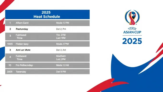 Asian Cup 2025 Schedule Features Top Teams