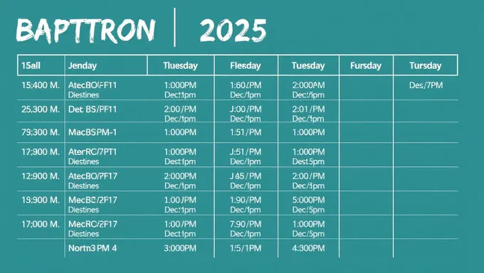 Atherton Baptist Church's 2025 Baptism Schedule