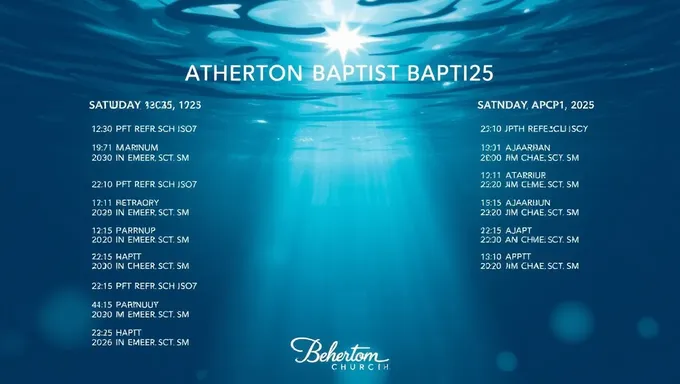 Atherton Baptist Church's Baptism Schedule for 2025