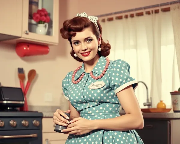 Authentic 1950s Housewife PNG Image