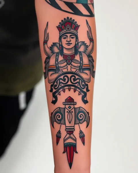 Aztec Inspired Arm Tattoos for Men