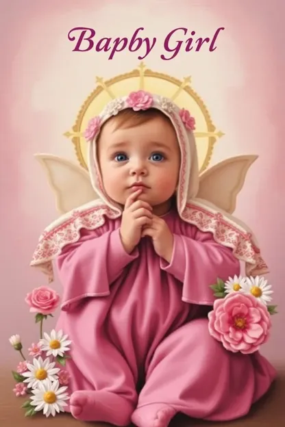 Baby Girl's Christening Religious Card