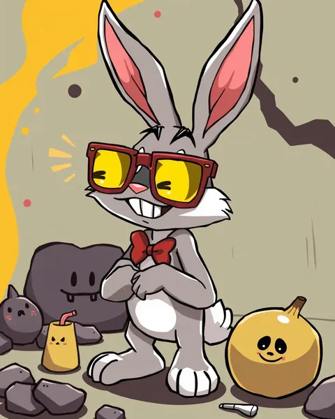 Bad Bunny Cartoon Images with Bright and Vibrant Colors