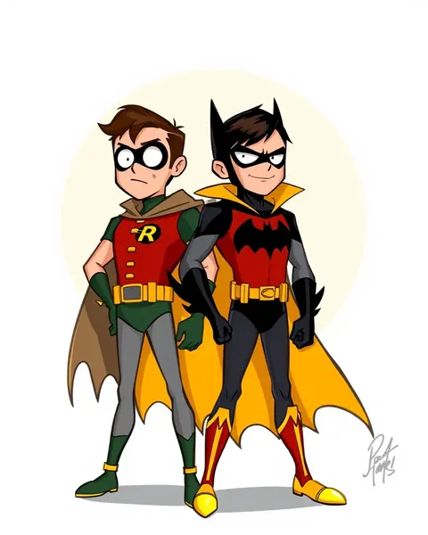 Batman Robin Cartoon Pictures in Classic Style