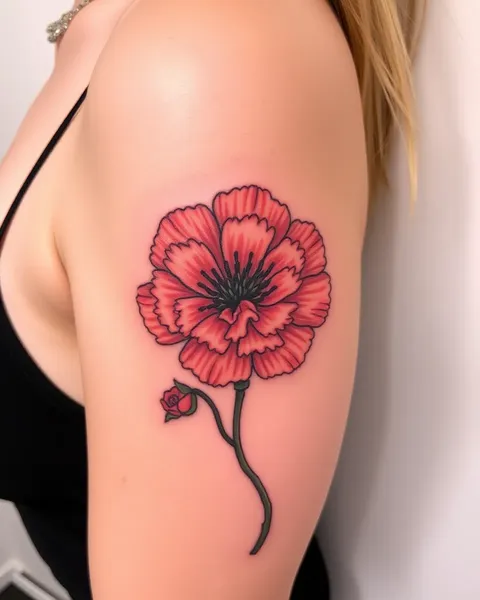 Beautiful Carnation Flower Tattoo Designs Meaning