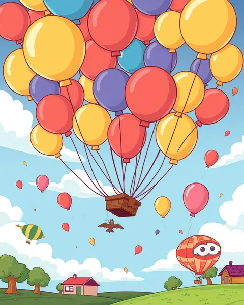 Beautiful Cartoon Pictures of Balloons in Flight