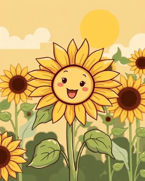 Beautiful Cartoon Sunflower Images for Sharing