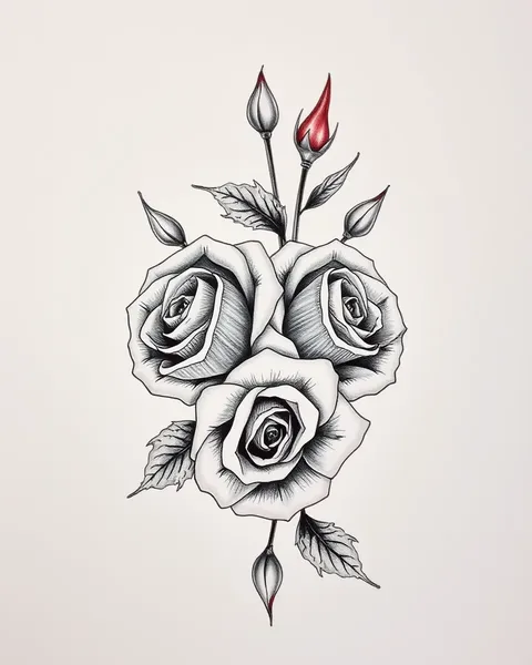 Beautiful Roses Tattoo Design for Chest Inspiration