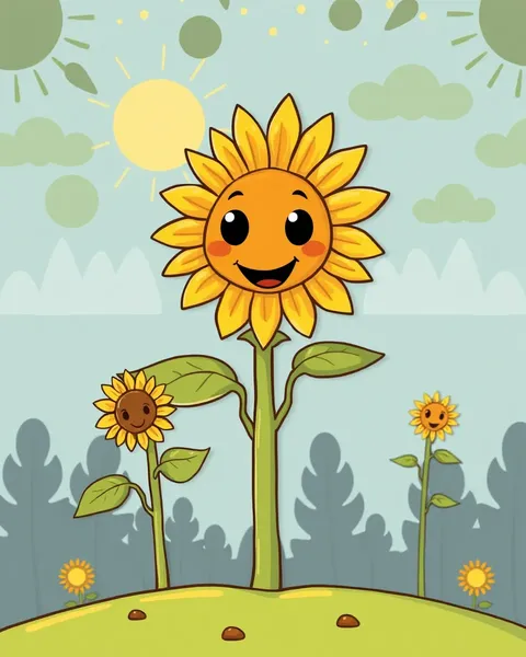 Beautiful Sunflower Cartoon Picture to Admire