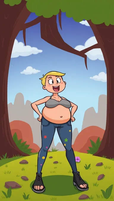 Big Boob Cartoon Character with Playful Expression