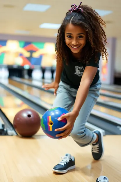 Black Girl's Young Bowling Skills on Display