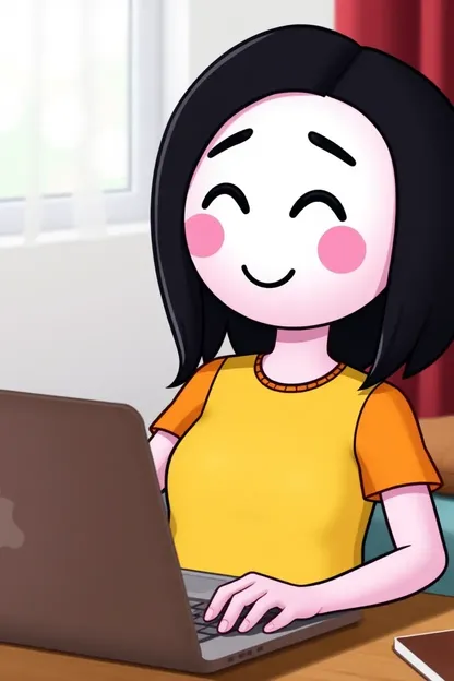 Black Hair Girl on Memoji Laptop