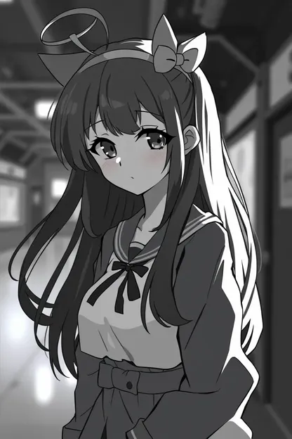 Black and White Anime Girl Character Design