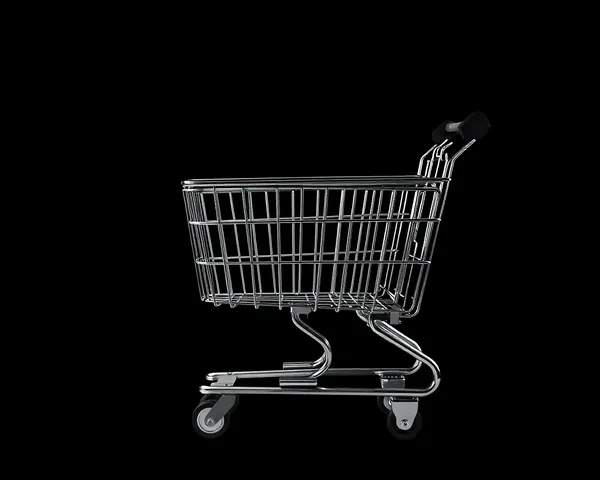 Black and White Shopping Cart PNG Graphic