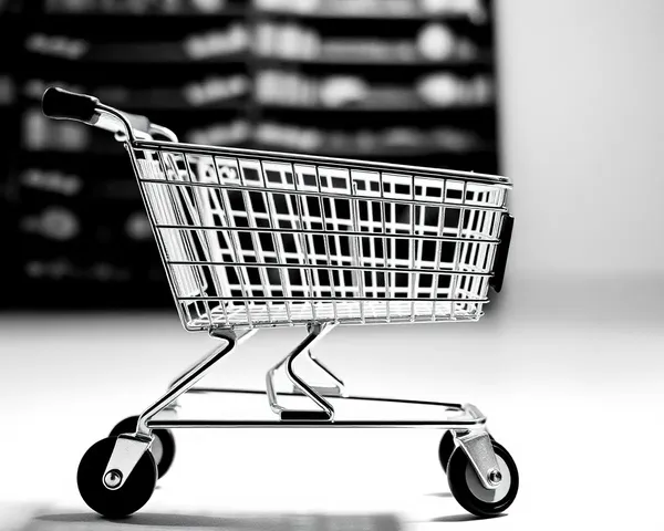 Black and White Shopping Cart PNG Illustration