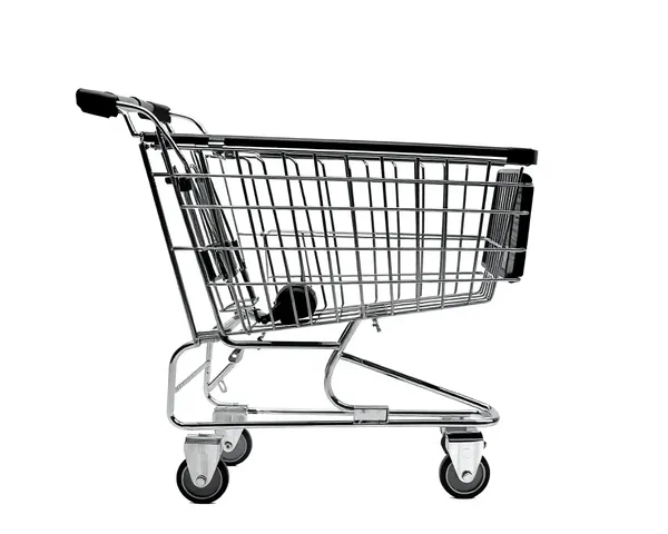 Black and White Shopping Cart PNG Image