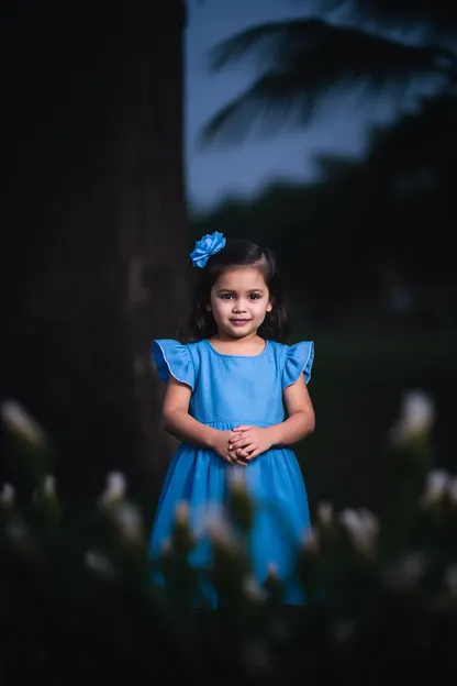 Blue Dress Girl's Beautiful Attire