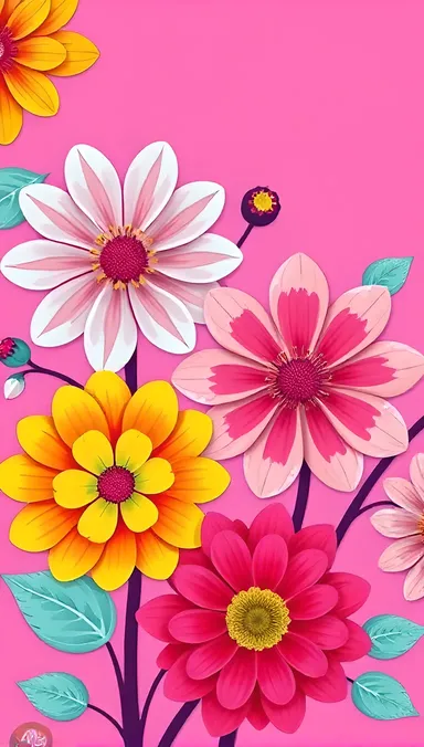 Bold Floral Pink Wallpaper for Mobile Phone Background