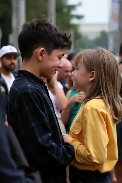 Boy and Girl Confrontation in Crowded Area