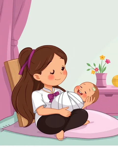 Breastfeeding Cartoon Picture: Beautiful Motherly Bonding