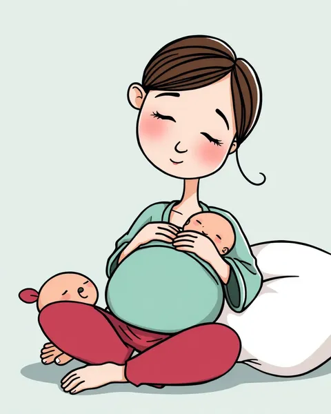 Breastfeeding Cartoon Pictures Illustrate Bonding Moments between Mother