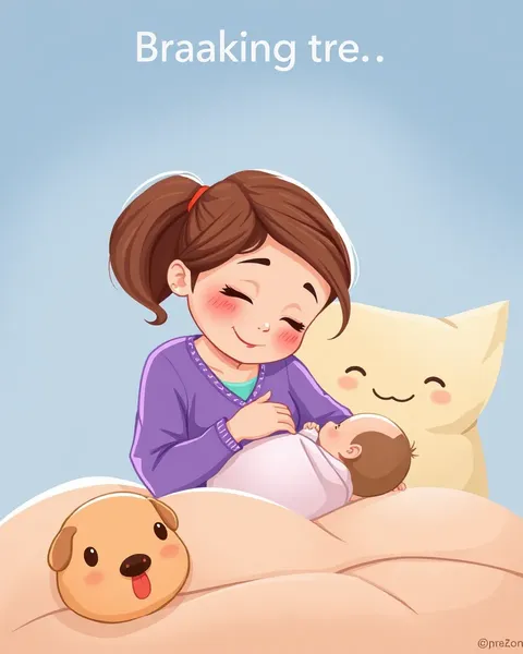 Breastfeeding Picture Cartoon Illustrates Intimate Motherly Bonding Moment