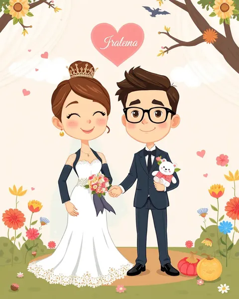 Bride and Groom Cartoon Pictures for Social Media