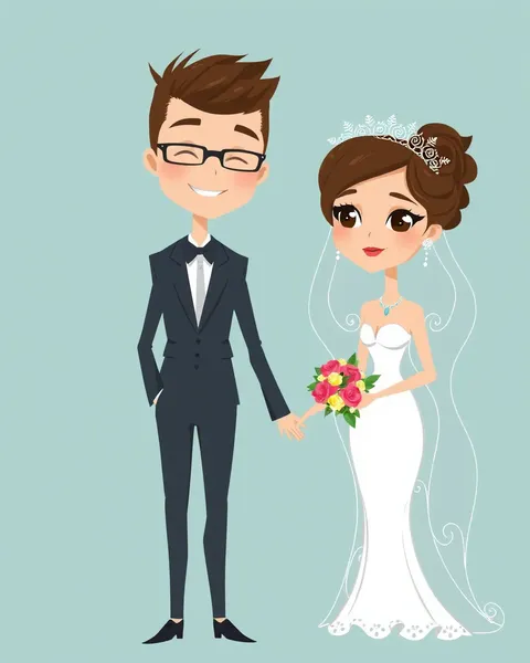 Bride and Groom Cartoon Pictures for Wedding Decor