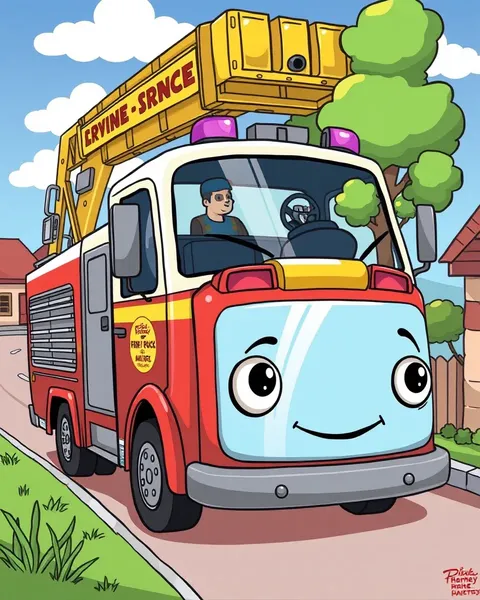 Bright Fire Truck Cartoon Pictures for Fun