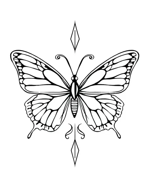 Butterfly Tattoo Outline Design Illustration