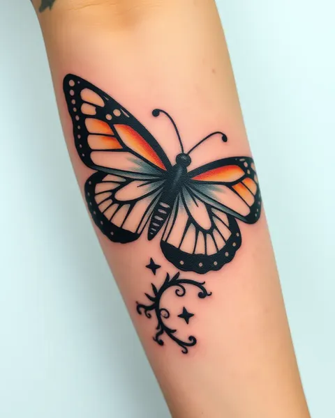 Butterfly Trad Tattoo: Colorful Winged Beauty on Skin