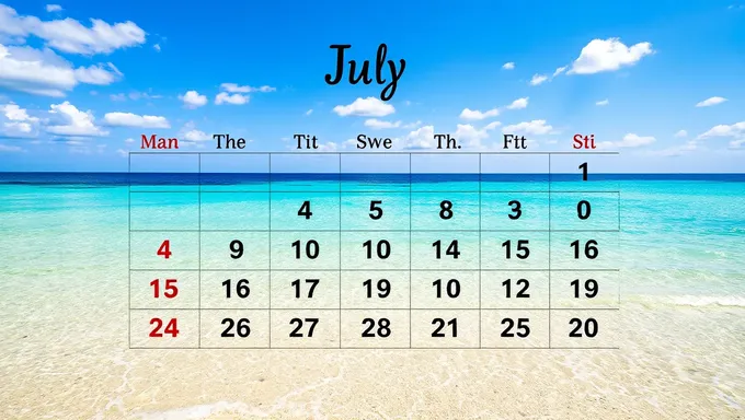 Calendar for July 2025: Plan Your Time Wisely