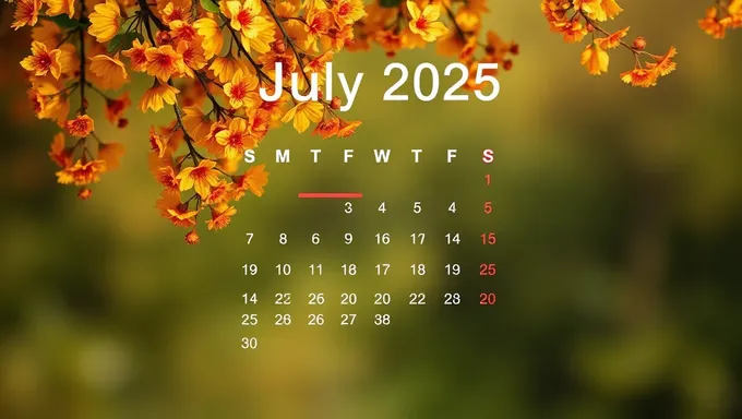 Calendar for July 2025: Stay Organized and Focused