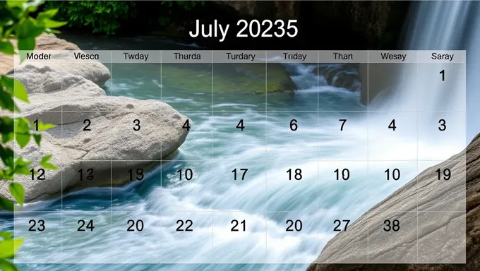 Calendar for July 2025: Stay on Track