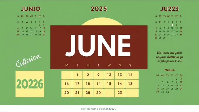 Calendario Junio 2025: June 2025 Calendar Dates