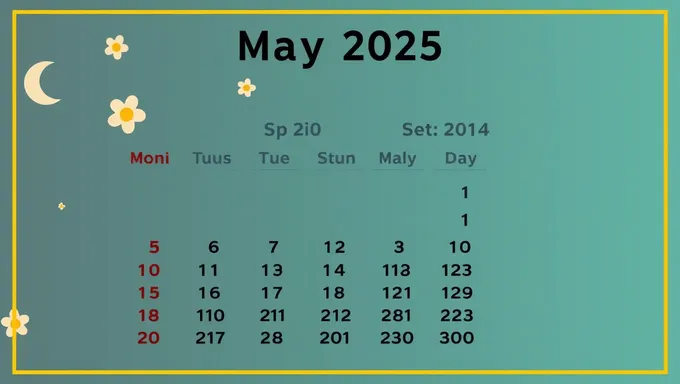 Calendario Mayo 2025: Repetitive Title