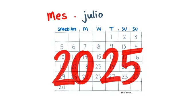 Calendario Mes Julio 2025 for a Child