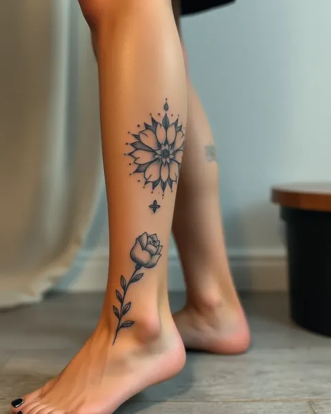 Calf Tattoos for Women with Small Designs