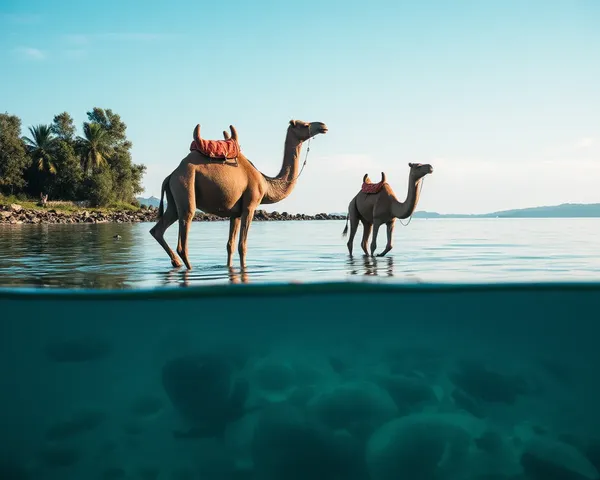 Camellos Bebiendo Agua PNG File Found