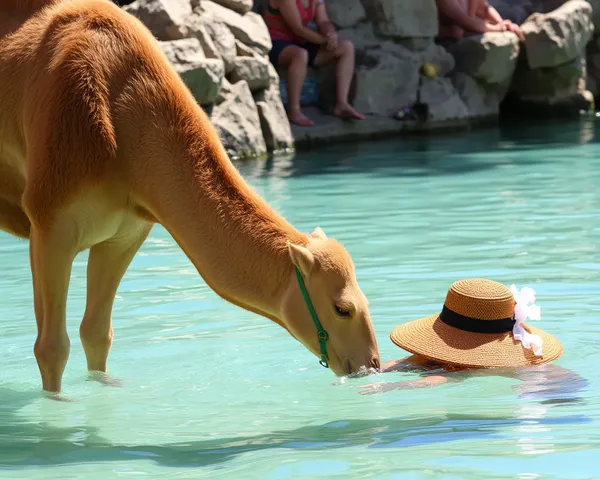 Camellos Drinking Water in PNG Format Seen