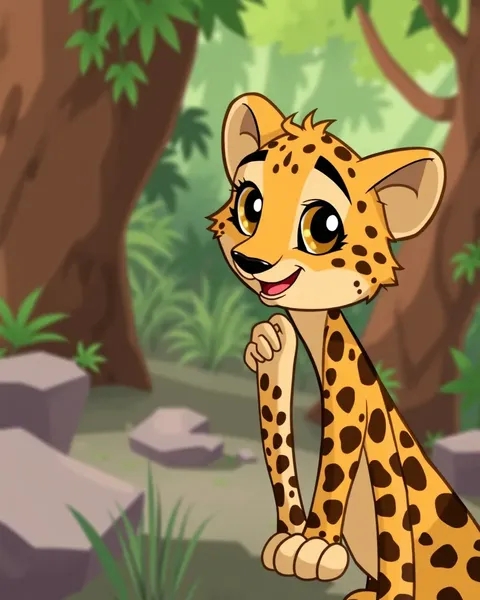 Cartoon Cheetah Images with Dynamic and Expressive Expressions