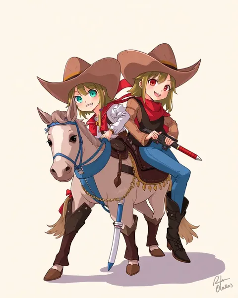 Cartoon Cowgirls' Vibrant Images