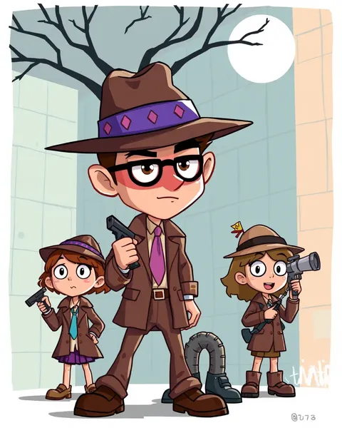 Cartoon Detective Pictures Crack the Case Open