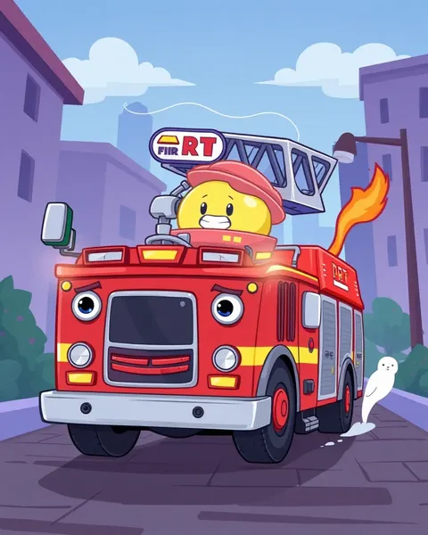 Cartoon Fire Engine Artwork for Sale