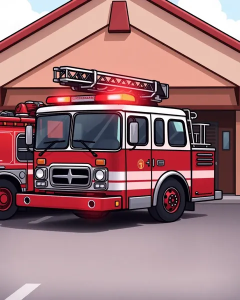 Cartoon Fire Engine Illustrations for Kids