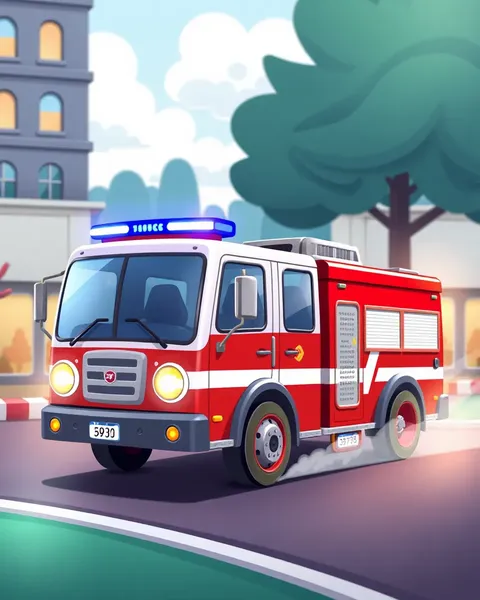 Cartoon Fire Truck Pictures with Firefighters