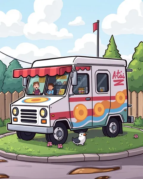 Cartoon Food Truck Pictures Display Mouthwatering Street Food