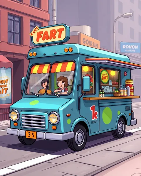 Cartoon Food Truck Pictures Display Vibrant Food Colors