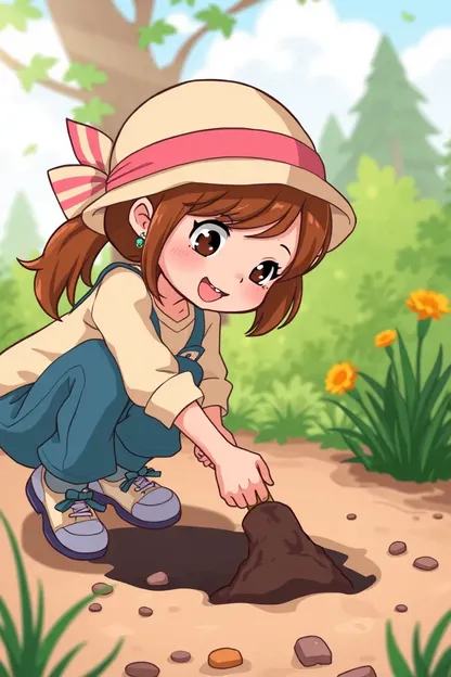 Cartoon Girl's Toe Digs Deep into Ground